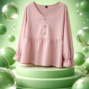 SHEIN Blush Pink Buttoned Blouse